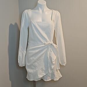Princess Polly The Villa White Long Sleeve Wrap Dress